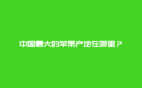 中国最大的苹果产地在哪里？