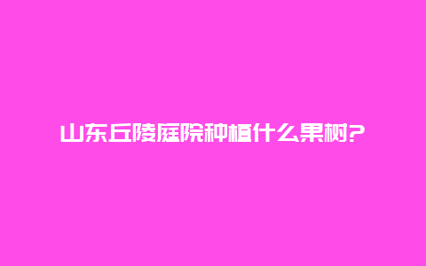 山东丘陵庭院种植什么果树?