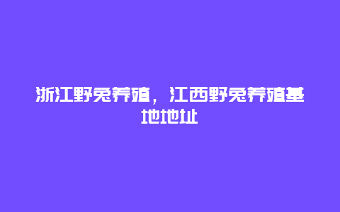 浙江野兔养殖，江西野兔养殖基地地址