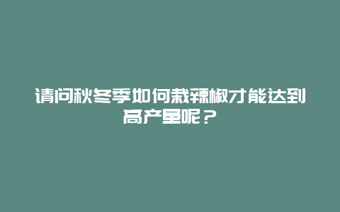 请问秋冬季如何栽辣椒才能达到高产量呢？