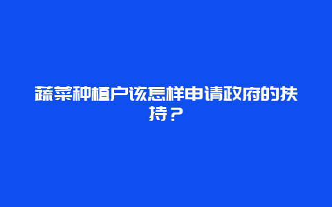 蔬菜种植户该怎样申请政府的扶持？