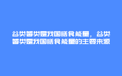 谷类薯类是我国膳食能量，谷类薯类是我国膳食能量的主要来源