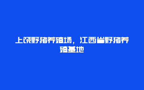 上饶野猪养殖场，江西省野猪养殖基地