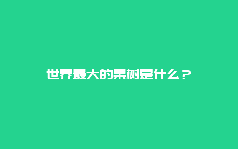 世界最大的果树是什么？