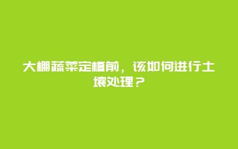 大棚蔬菜定植前，该如何进行土壤处理？