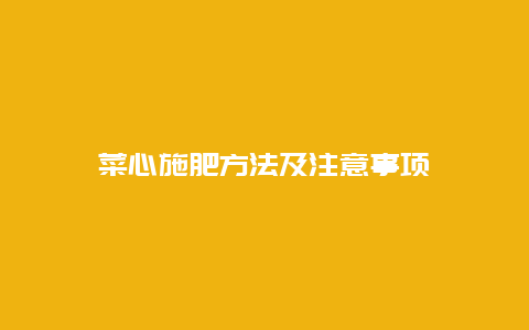 菜心施肥方法及注意事项