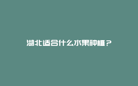 湖北适合什么水果种植？