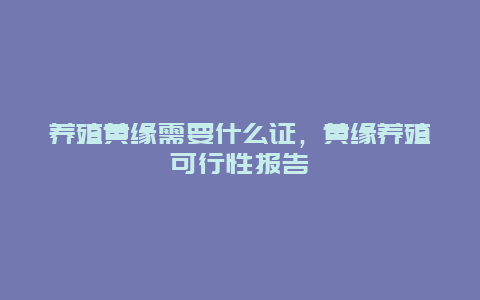 养殖黄缘需要什么证，黄缘养殖可行性报告