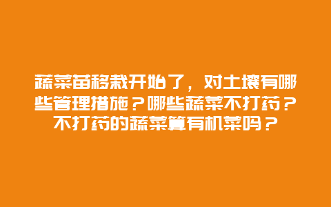 蔬菜苗移栽开始了，对土壤有哪些管理措施？哪些蔬菜不打药？不打药的蔬菜算有机菜吗？