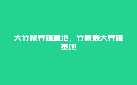 大竹鼠养殖基地，竹鼠最大养殖基地