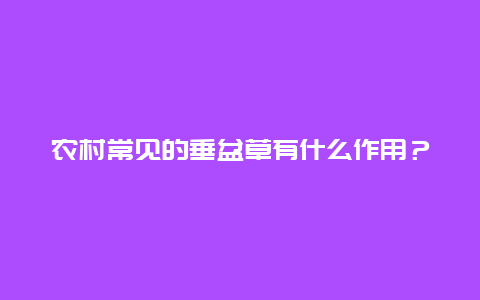 农村常见的垂盆草有什么作用？