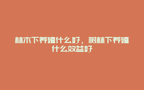 林木下养殖什么好，树林下养殖什么效益好