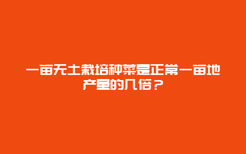 一亩无土栽培种菜是正常一亩地产量的几倍？