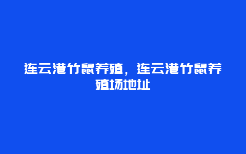 连云港竹鼠养殖，连云港竹鼠养殖场地址