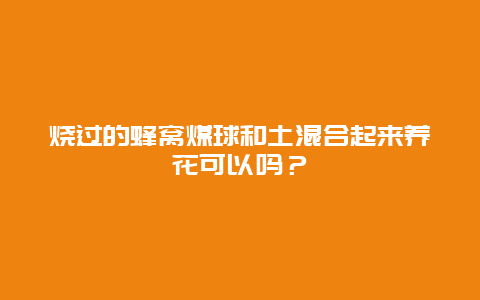 烧过的蜂窝煤球和土混合起来养花可以吗？