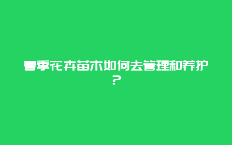 春季花卉苗木如何去管理和养护？