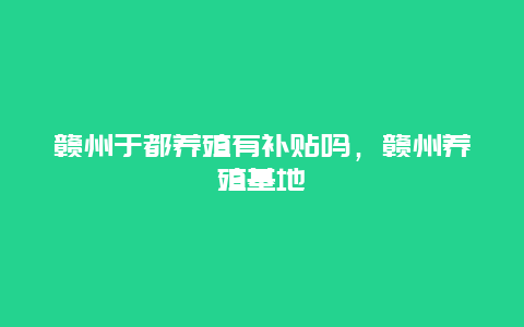 赣州于都养殖有补贴吗，赣州养殖基地