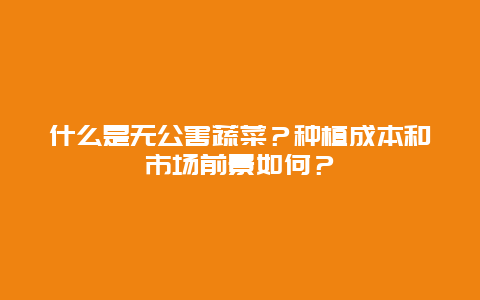 什么是无公害蔬菜？种植成本和市场前景如何？