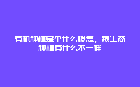 有机种植是个什么概念，跟生态种植有什么不一样