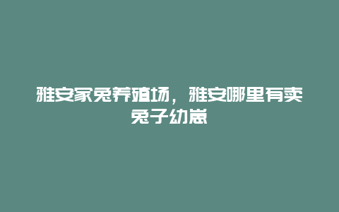 雅安家兔养殖场，雅安哪里有卖兔子幼崽