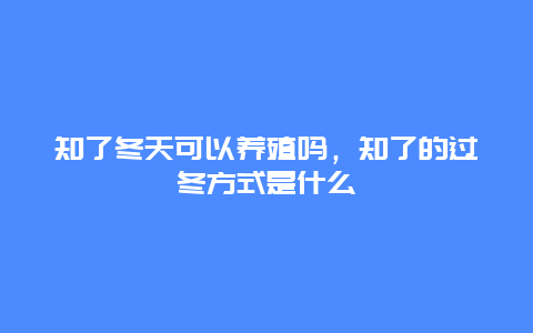 知了冬天可以养殖吗，知了的过冬方式是什么