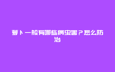 萝卜一般有哪些病虫害？怎么防治