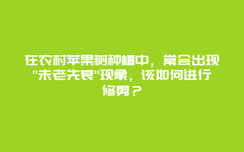 在农村苹果树种植中，常会出现”未老先衰”现象，该如何进行修剪？