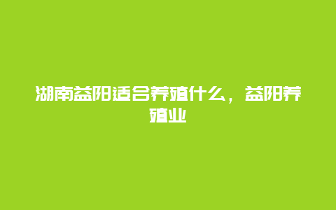 湖南益阳适合养殖什么，益阳养殖业