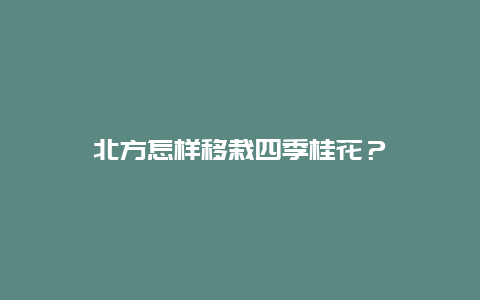 北方怎样移栽四季桂花？