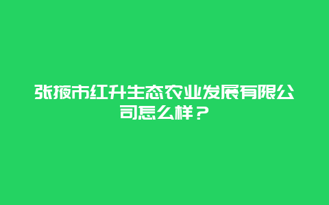 张掖市红升生态农业发展有限公司怎么样？