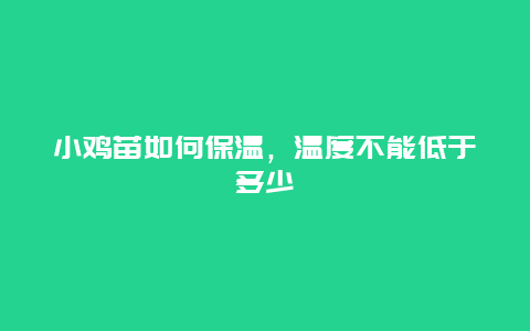 小鸡苗如何保温，温度不能低于多少