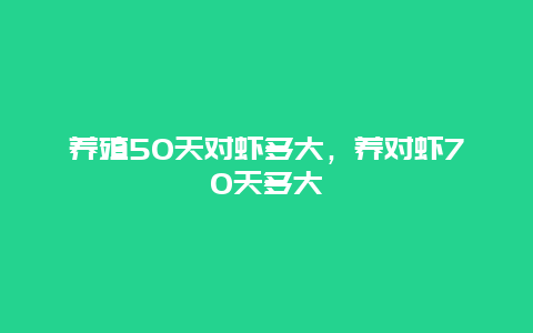 养殖50天对虾多大，养对虾70天多大