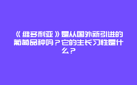 《维多利亚》是从国外新引进的葡萄品种吗？它的生长习性是什么？