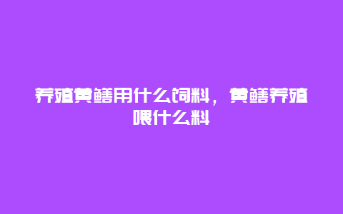 养殖黄鳝用什么饲料，黄鳝养殖喂什么料