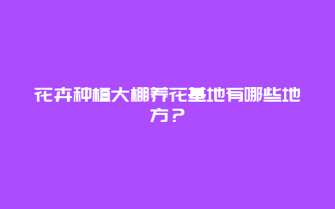 花卉种植大棚养花基地有哪些地方？