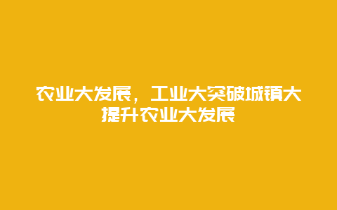 农业大发展，工业大突破城镇大提升农业大发展