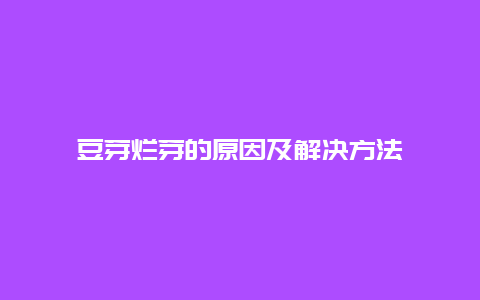 豆芽烂芽的原因及解决方法