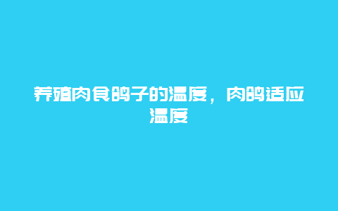 养殖肉食鸽子的温度，肉鸽适应温度