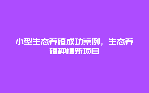 小型生态养殖成功案例，生态养殖种植新项目