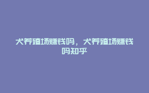 犬养殖场赚钱吗，犬养殖场赚钱吗知乎