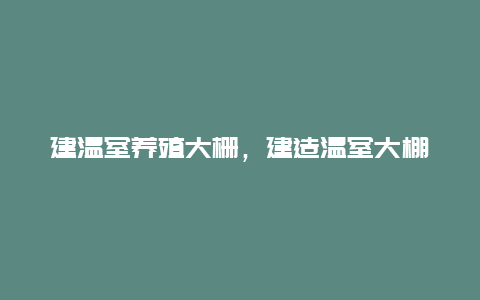 建温室养殖大栅，建造温室大棚