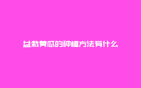 盆栽黄瓜的种植方法有什么