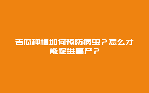 苦瓜种植如何预防病虫？怎么才能促进高产？