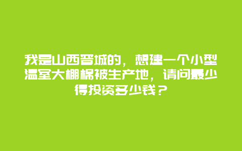 我是山西晋城的，想建一个小型温室大棚棉被生产地，请问最少得投资多少钱？