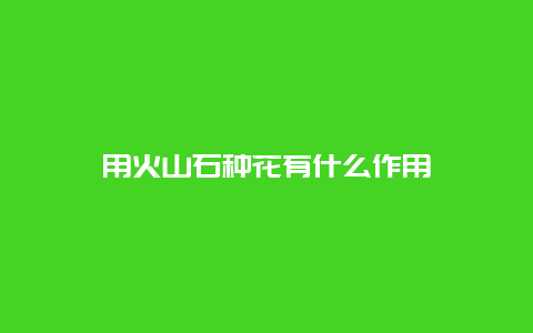 用火山石种花有什么作用