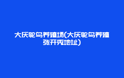 大庆鸵鸟养殖场(大庆鸵鸟养殖张开秀地址)