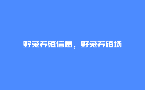 野兔养殖信息，野兔养殖场