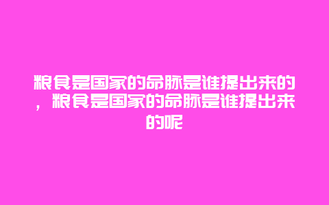 粮食是国家的命脉是谁提出来的，粮食是国家的命脉是谁提出来的呢