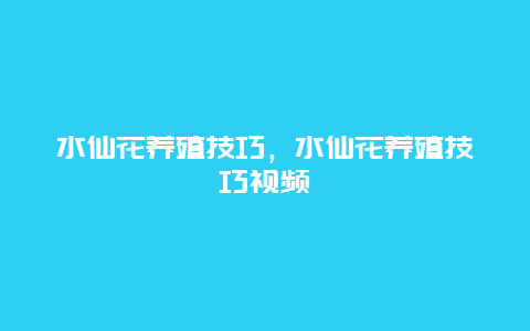 水仙花养殖技巧，水仙花养殖技巧视频