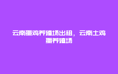 云南蛋鸡养殖场出租，云南土鸡蛋养殖场